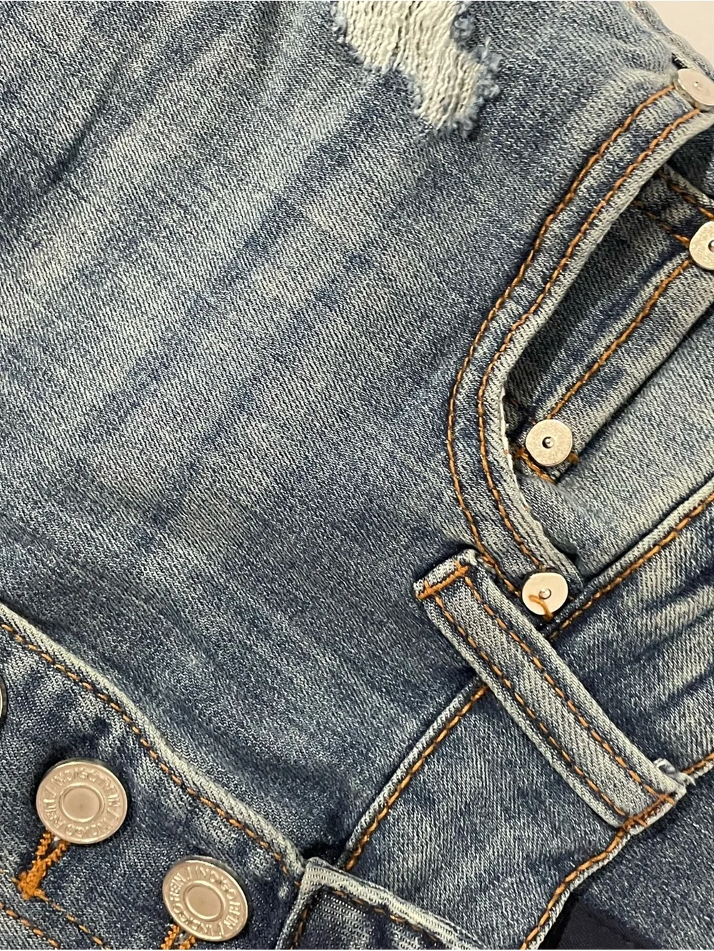 Indigo Rein Mid- Rise Distressed Blue Denim Shorts